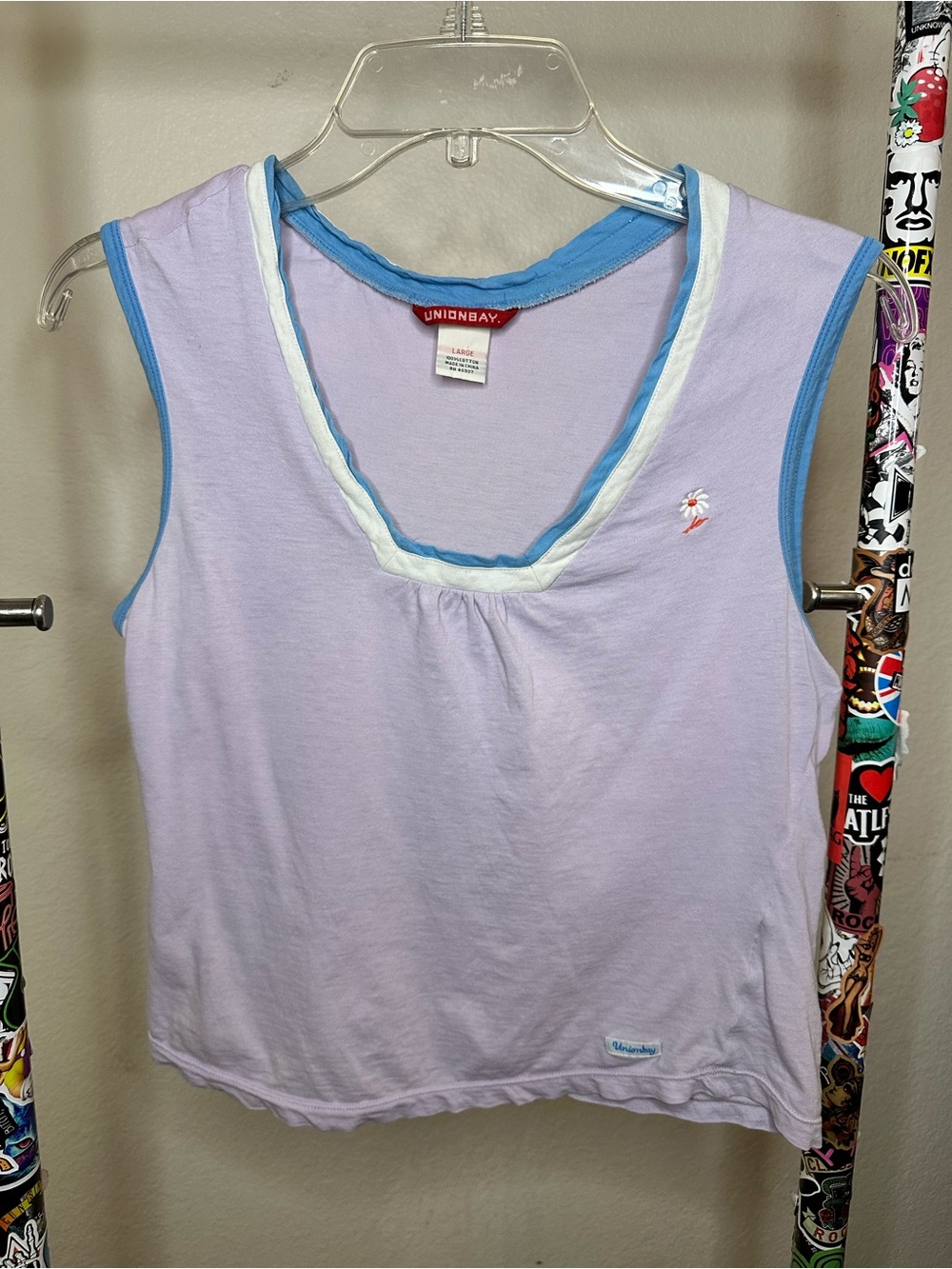 UNIONBAY Lavender Tank with Blue and White Trim